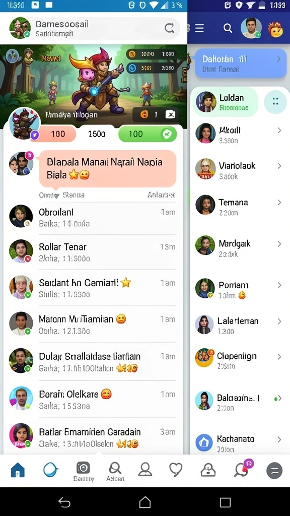Tangkapan layar saat berinteraksi dengan pemain lain.