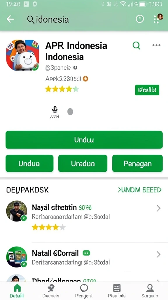 Layar utama aplikasi dengan berbagai pilihan permainan.